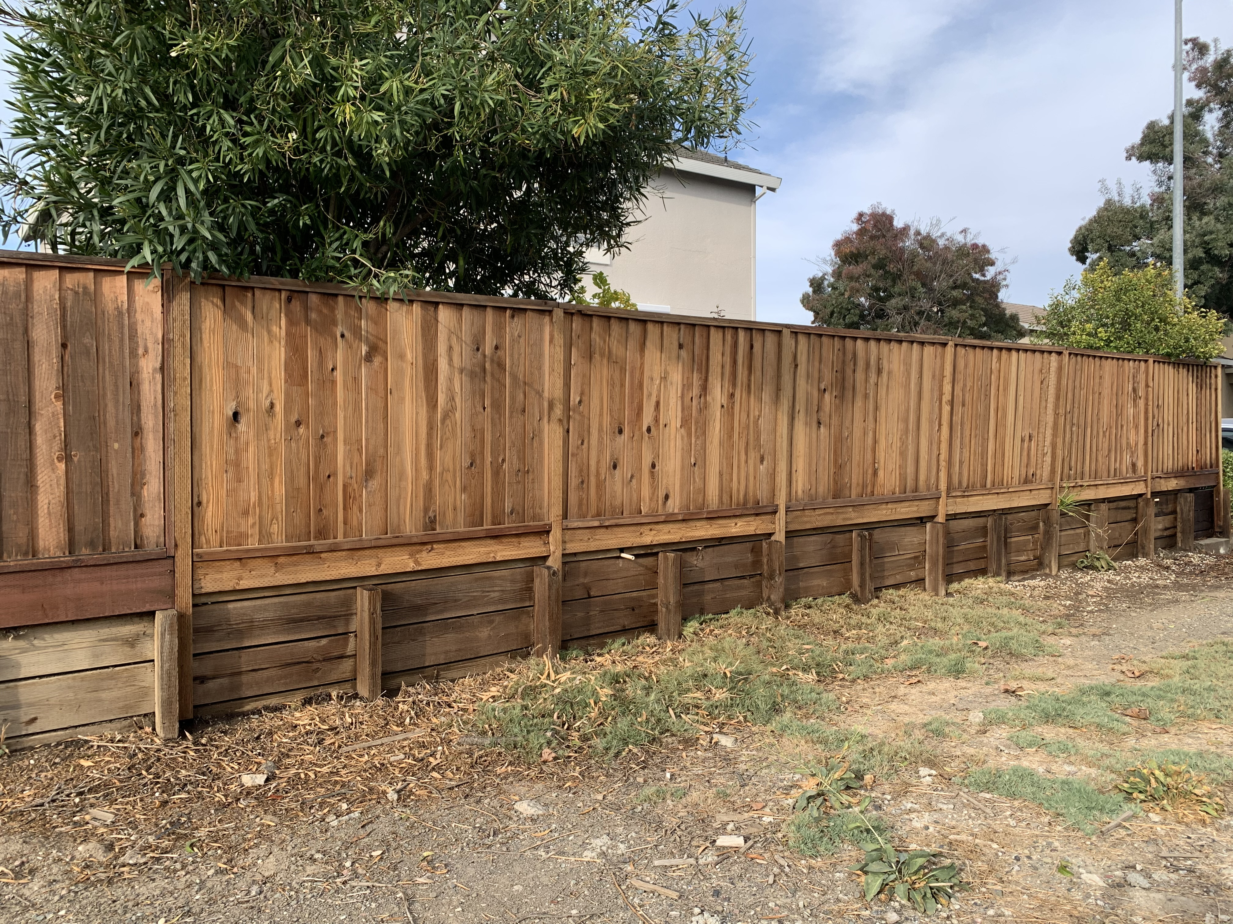 After cleaning — Milpitas wood fence clean and dry, ready for staining